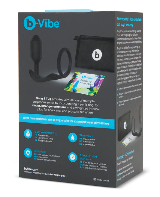 b-Vibe Snug & Tug Weighted Plug and Ring — Black