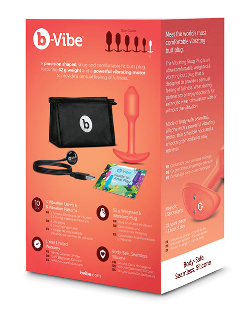 b-Vibe Vibrating Snug Plug — Small, Orange Silicone