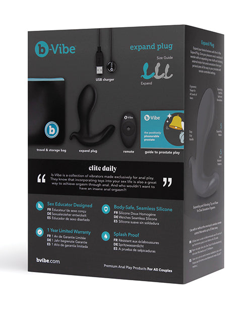 b-Vibe Expand Plug — Black Rechargeable Anal Plug