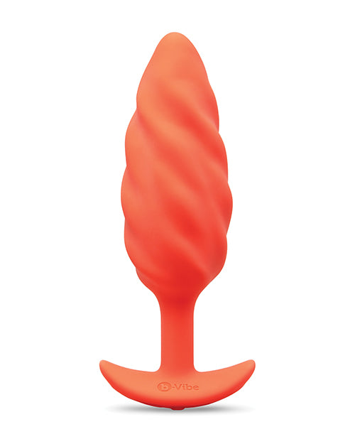 b-Vibe Swirl Texture Plug — Vibrating, Orange