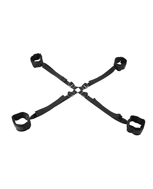 Sportsheets Velvet Noir Adjustable Hog Tie & Cuff Set - Black