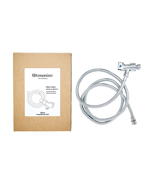 Womanizer Wave shower mount set, chrome finish, with stainless steel hose