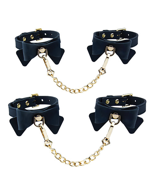 Blush Temptasia Ardor Wrist & Ankle Restraints w/Bow - Black