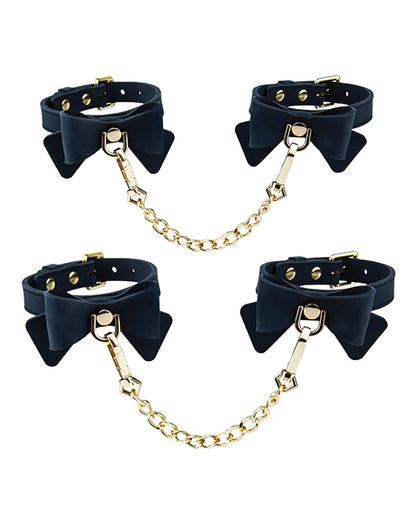 Blush Temptasia Ardor Wrist & Ankle Restraints w/Bow - Black