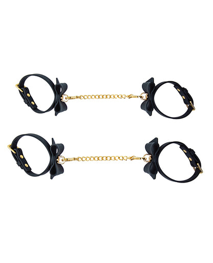 Blush Temptasia Ardor Wrist & Ankle Restraints w/Bow - Black