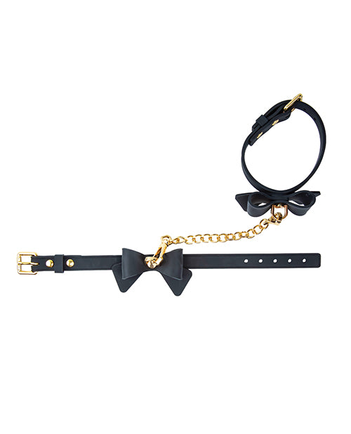 Blush Temptasia Ardor Wrist & Ankle Restraints w/Bow - Black