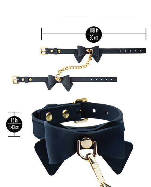 Blush Temptasia Ardor Wrist & Ankle Restraints w/Bow - Black