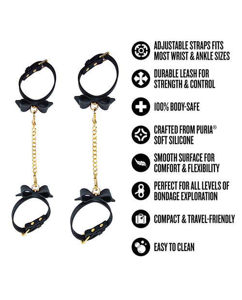 Blush Temptasia Ardor Wrist & Ankle Restraints w/Bow - Black