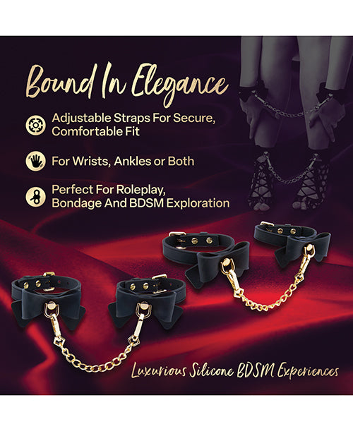 Blush Temptasia Ardor Wrist & Ankle Restraints w/Bow - Black