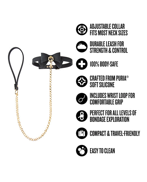 Blush Temptasia Ardor Collar & Leash w/Bow - Black