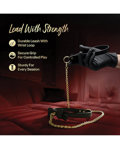 Blush Temptasia Ardor Collar & Leash w/Bow - Black