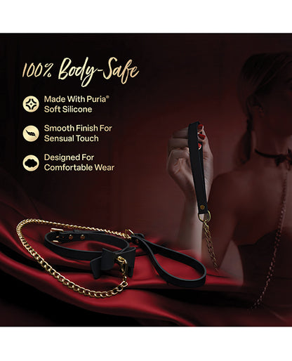 Blush Temptasia Ardor Collar & Leash w/Bow - Black