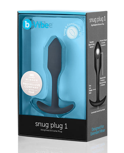 b-Vibe Snug Plug 1 black silicone weighted butt plug