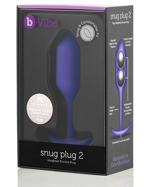 b-Vibe Weighted Snug Plug 2, silicone, purple, medium size