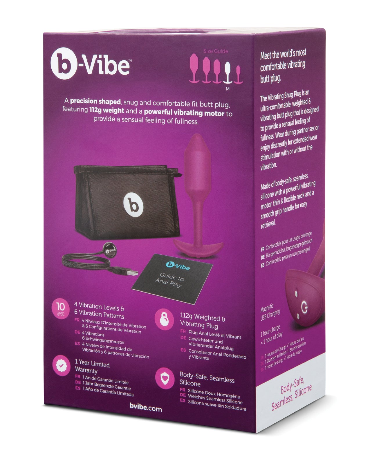 b-Vibe Vibrating Snug Plug — Rose, Medium, 112 g