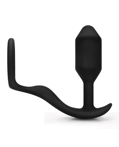 b-Vibe Snug & Tug Weighted Plug and Ring — Black