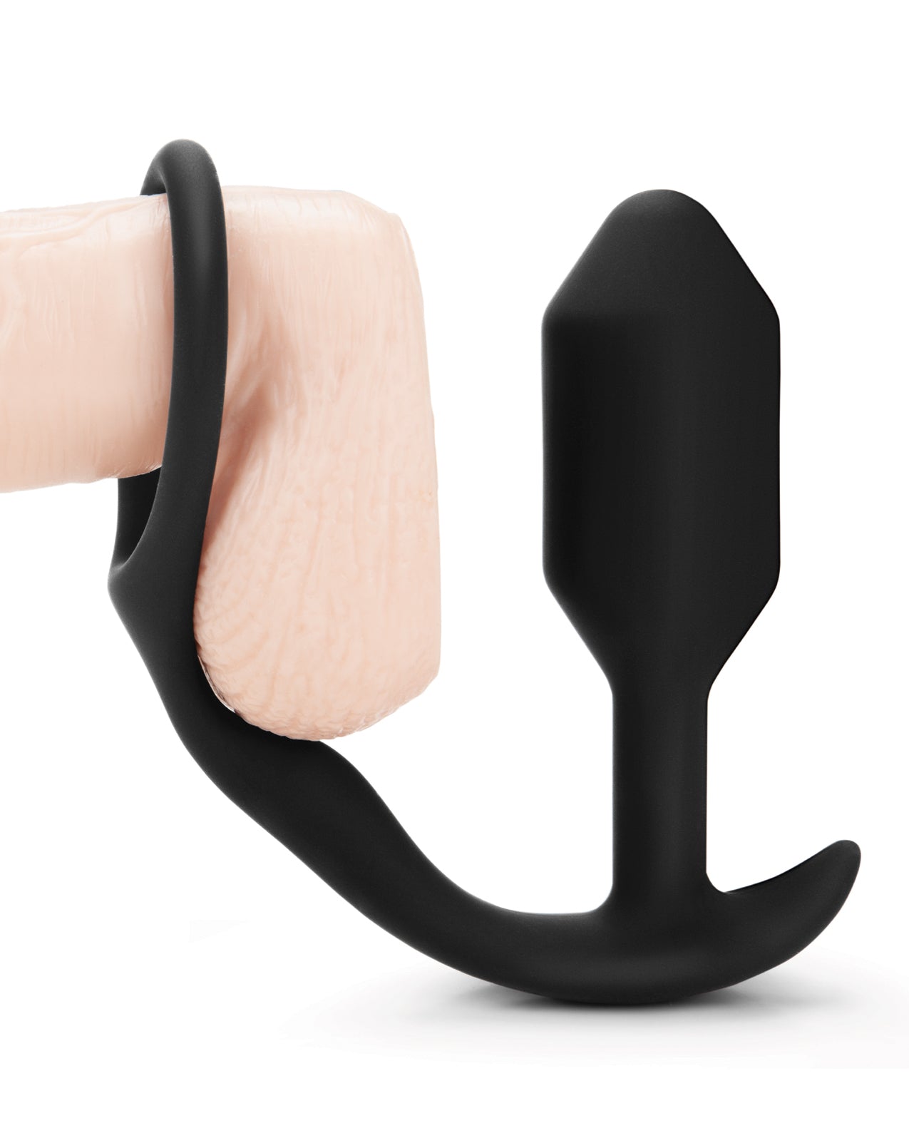b-Vibe Snug & Tug Weighted Plug and Ring — Black