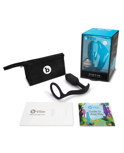 b-Vibe Snug & Tug Weighted Plug and Ring — Black