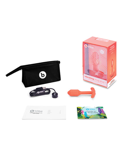 b-Vibe Vibrating Snug Plug — Small, Orange Silicone
