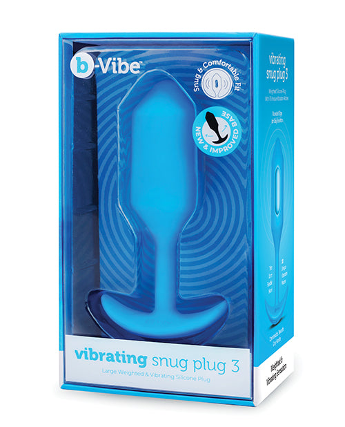 b-Vibe Vibrating Snug Plug large, blue silicone, weighted anal plug