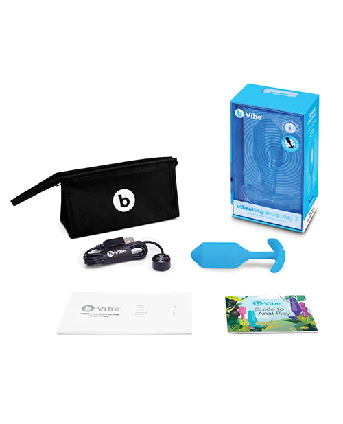 b-Vibe Vibrating Snug Plug Large — Blue Silicone