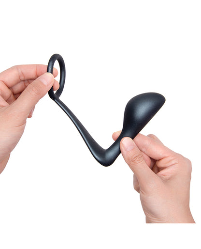 b-Vibe Butties Ringer Cock Ring & Prostate Plug — Black