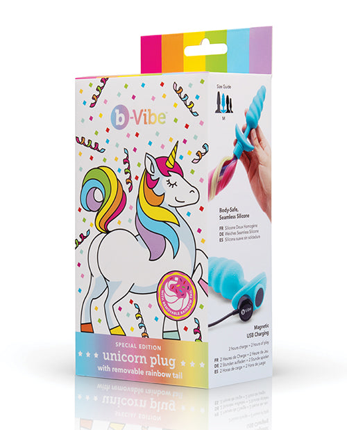 b-Vibe Unicorn Tail butt plug, ABS plastic, multicolor synthetic fiber tail