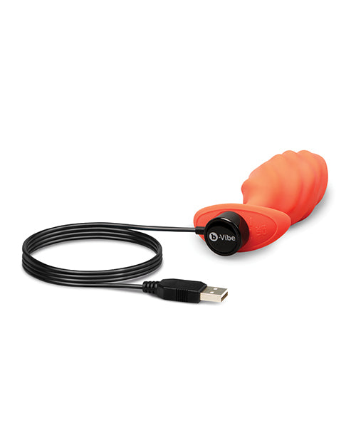 b-Vibe Swirl Texture Plug — Vibrating, Orange