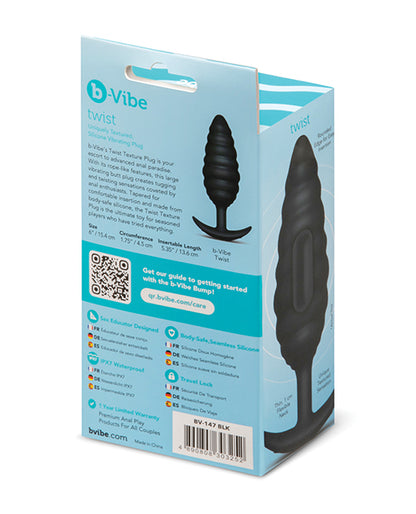b-Vibe Twist Texture Plug — Black Silicone