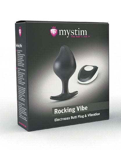 Mystim Rocking Vibe black silicone butt plug, tapered body with rounded tip