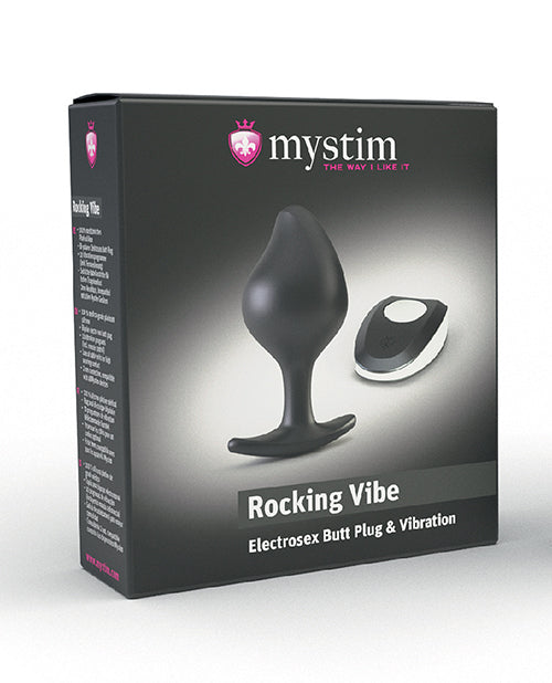 Mystim Rocking Vibe black silicone butt plug, tapered body with rounded tip