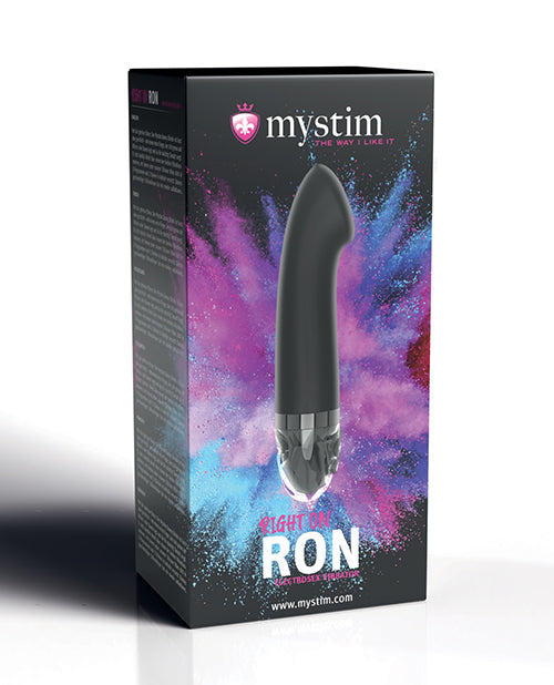 Mystim Right on Ron eStim vibrator, black silicone, curved G-spot shaft