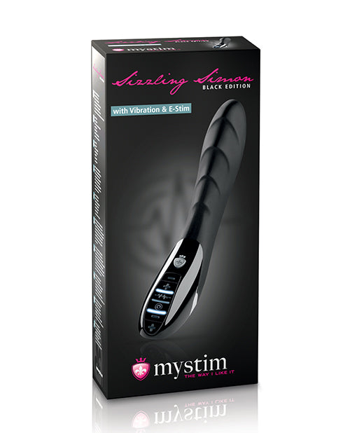 Mystim Sizzling Simon eStim vibrator, black silicone, full product view