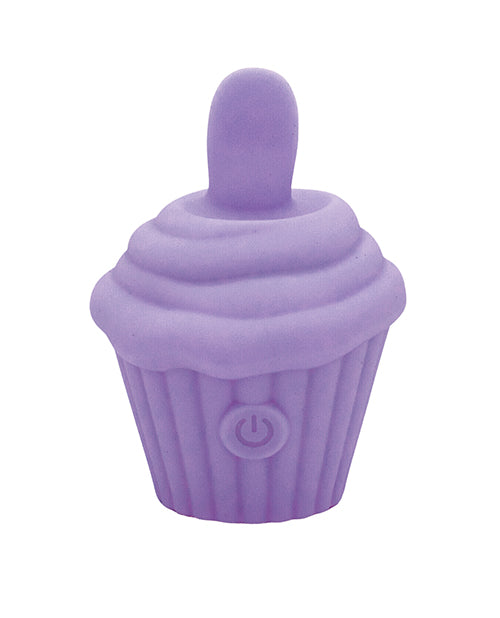 Purple cupcake-shaped silicone flicker stimulator, soft tongue tip