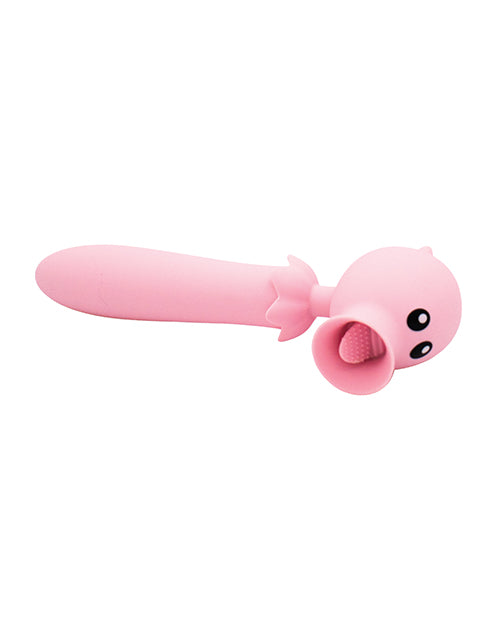 Pink silicone dual stimulator with flexible flickering tongue tip
