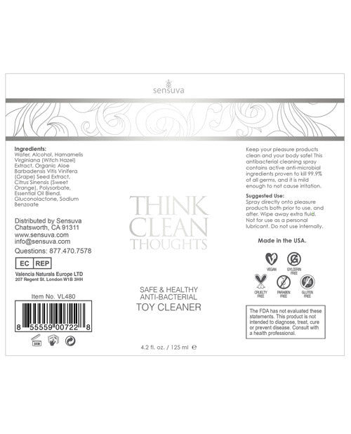 Sensuva Think Clean Thoughts Toy Cleaner 4.2 oz