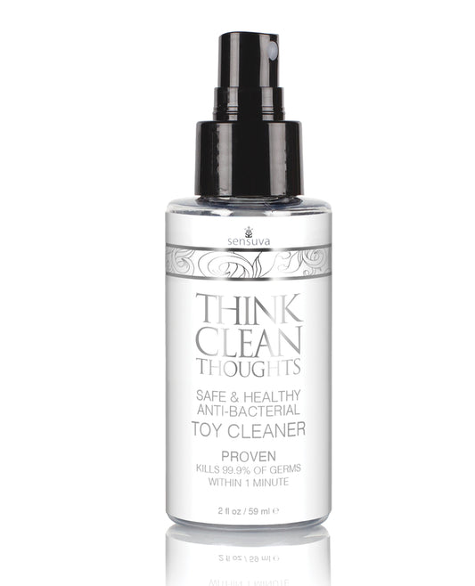 Sensuva Think Clean Thoughts toy cleaner, 2 oz spray bottle, white label