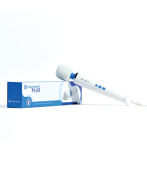 Magic Wand Plus plug-in vibrator, ABS plastic, white and gray, silicone head