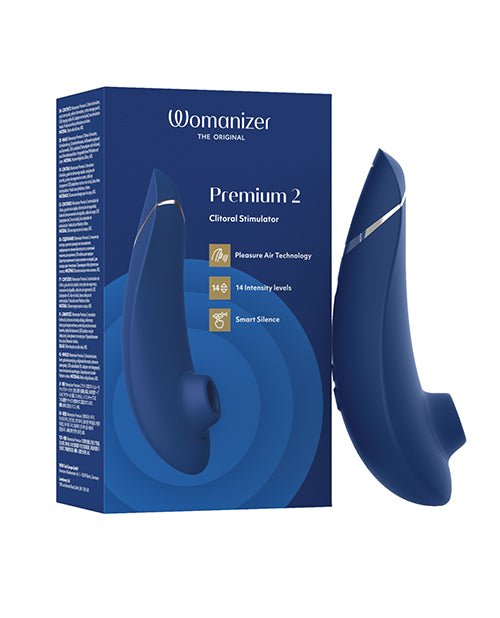 Womanizer Premium 2 clitoral stimulator in blueberry blue