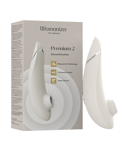 Womanizer Premium 2 clitoral stimulator, grey, side view