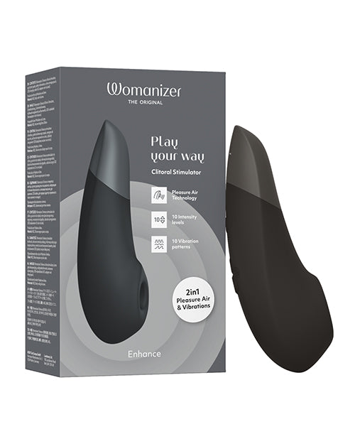 Womanizer Enhance clitoral stimulator, black silicone, broad stimulation head